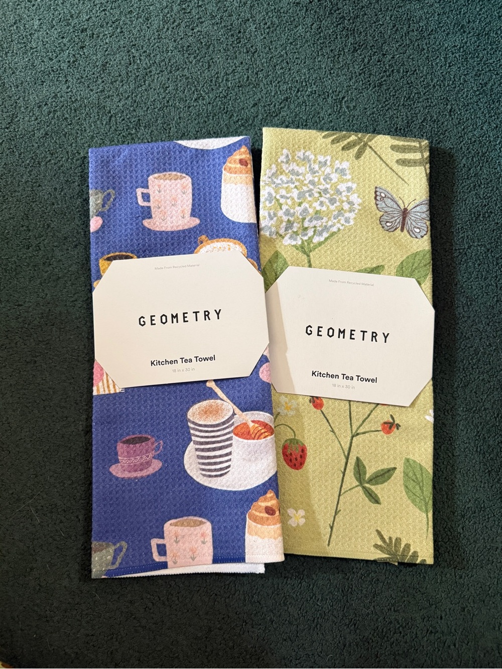 NEW Set of 2 Geometry House Kitchen Tea Towels NWT Coffee & Botanical